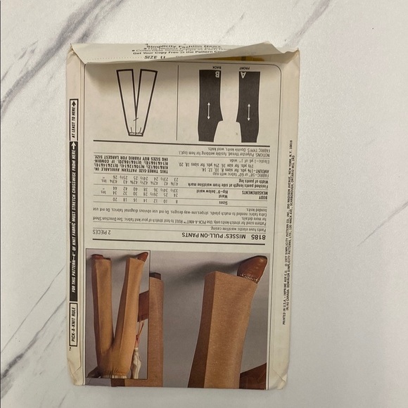 Vintage 1977 Simplicity #8185 ESP Women's knit Pants Pattern size R 16-20 - Picture 2 of 3